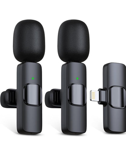 2 Pk Lavalier Microphone Wireless Audio Video Recording Mic Lightning For iPhone