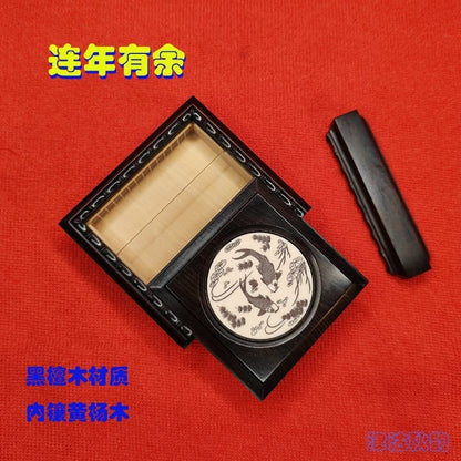 Zhang Shenglin Ebony Insect Box 70x70x22mm Decorative Inlay
