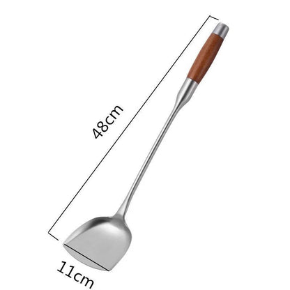 Kitchen Cooking Utensils Stainless Steel Wood Handle Big Long Spatula Soup Spoon