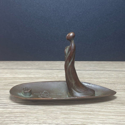 Enlightenment Zen Buddha Incense Holder Metal Cast Boat Stick Incense Tray