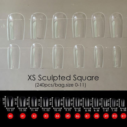 False Nail Tips 240Pcs XXL Square Full Covers Luxury Gel Press On Manicure Tools