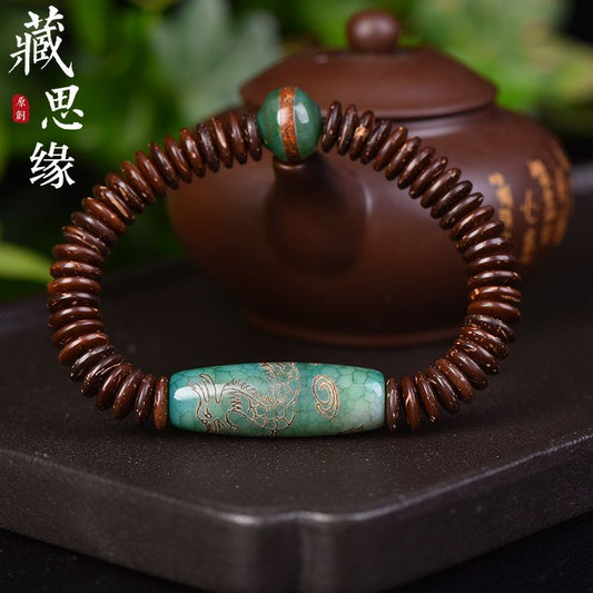Tibetan Dzi Bead Bracelet Coconut Shell Nine Eye Three Eye Unisex
