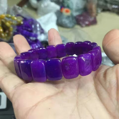 Men Women Top Quality Natural Purple Amethyst Crystal Gem Beaded Bracelet