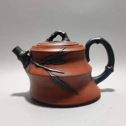 Vintage Chinese Yixing Purple Clay Teapot Zisha Ceremony Ceramic Bamboo Teaware