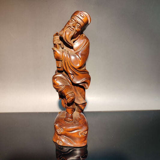 vintage wooden wood sculpture decorative statue eight immortals patron deity art