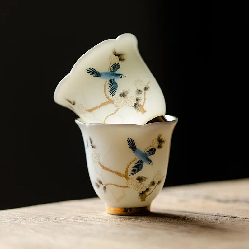 Chinese Ceramic Teacup Master Handmade Suede Jade White Porcelain Tea Bowl