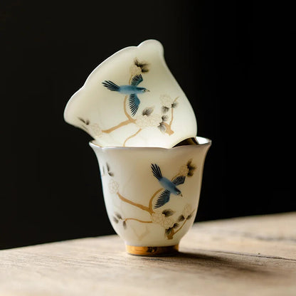 Chinese Ceramic Teacup Master Handmade Suede Jade White Porcelain Tea Bowl