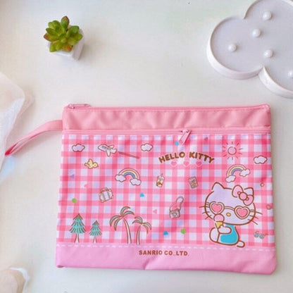 Cute Cartoon File Bag, Canvas A4 Double-Layer Tutoring Bag, Information Bag