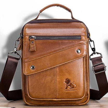 100% Genuine Leather Men's Sling Shoulder Bag Messenger Bag 8" Handbag Crossbody