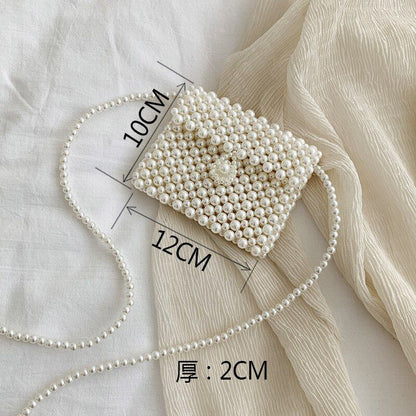 Mini Pearl Small Messenger Bag Summer Pearl Purse Handmade Beaded Phone Pouch