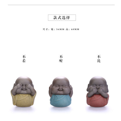 2.6“Novelty Tea Pet Yixing Zisha Purple Clay Statue Lovely Figurine Mini Pet