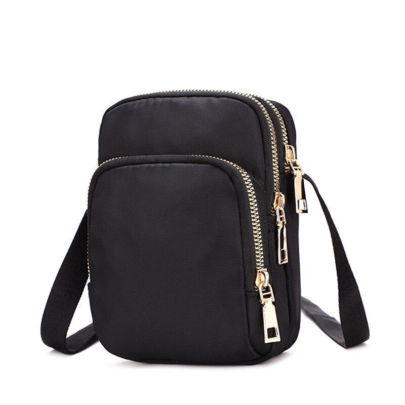Crossbody Zipper Mobile Phone Shoulder Bag Handbag Wrist Purse 12*6*17 CM Nylon