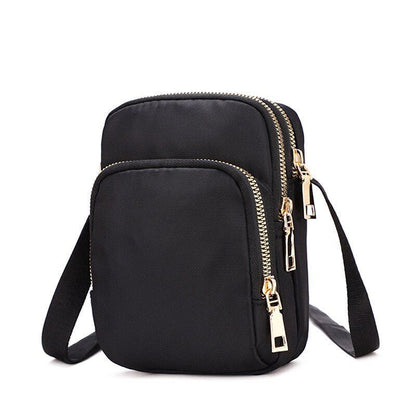 Crossbody Zipper Mobile Phone Shoulder Bag Handbag Wrist Purse 12*6*17 CM Nylon