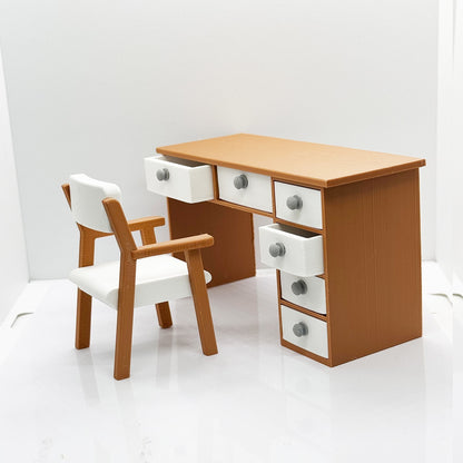 RHF12201 1/12 Dollhouse Model Desk And Chair Set Office Furniture
