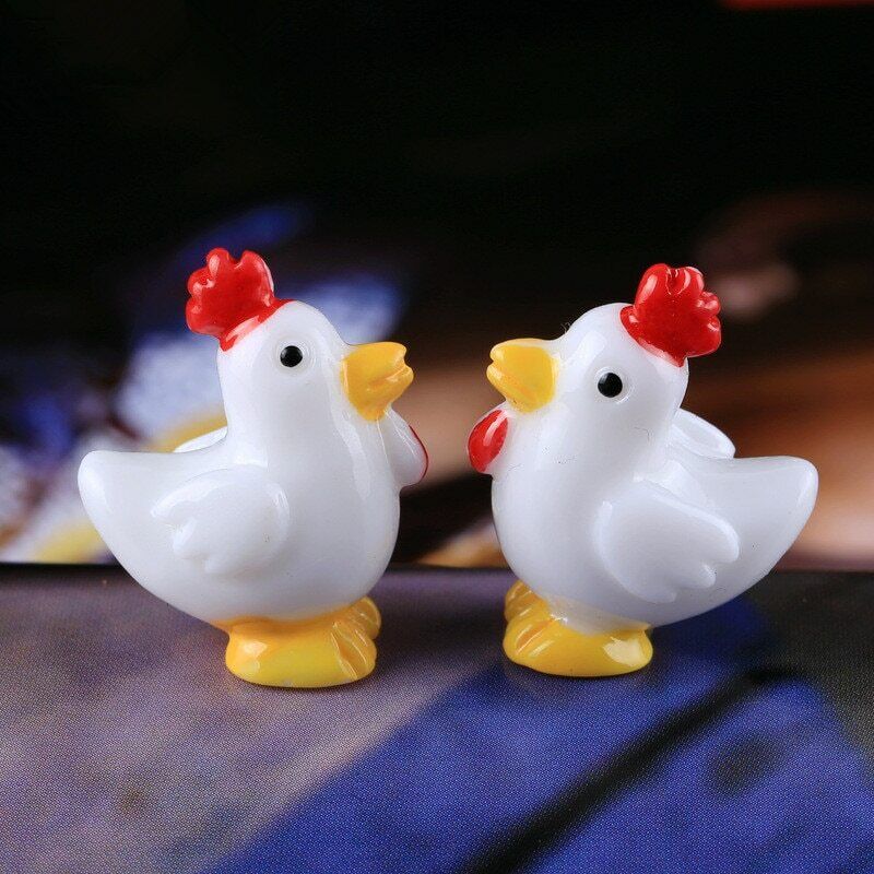 Mini 5pcs White Little Cock Decoration Supplies Micro Landscape Deco Creative