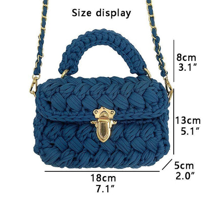 Knitting Bag Woolen Yarn Handmade Woven Handbag Square Crochet Purse 18*5*13 CM