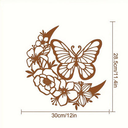 CIFbuy Boho Moon Phase Butterfly Flower Metal Wall Art Nordic Home Decor