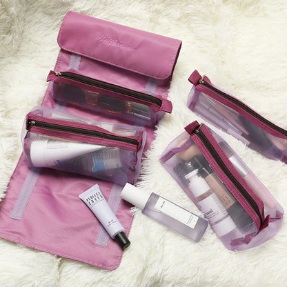 Cosmetic Bag Women Zipper Mesh Separable Cosmetics Pouch Nylon Bag Makeup Pouch