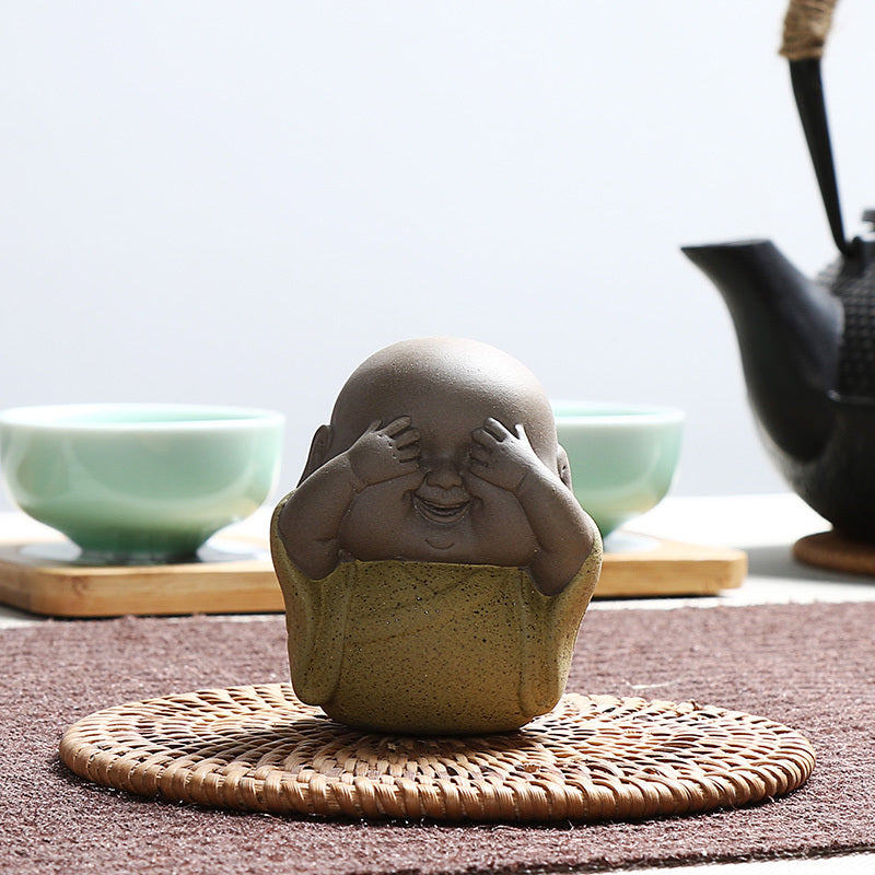 2.6“Novelty Tea Pet Yixing Zisha Purple Clay Statue Lovely Figurine Mini Pet