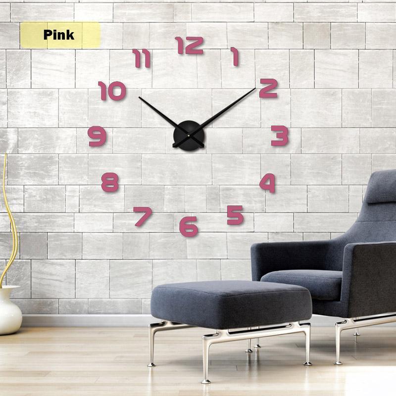 Large 3d Wall Clock Diy Home Creative Decoration Big Numbers Multi Color 37/47in