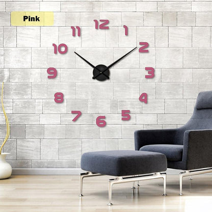 Large 3d Wall Clock Diy Home Creative Decoration Big Numbers Multi Color 37/47in