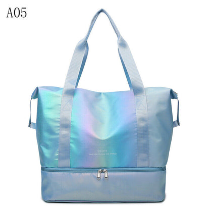 Pearlescent Folding Travel Shoulder Bag Waterproof Handbag Dry Wet Separation
