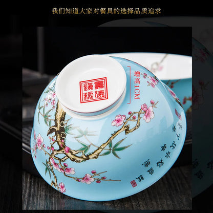 1pc Chinese Retro Flower Bird Pattern Bowl Ceramic Tableware Kung Fu Tea Set