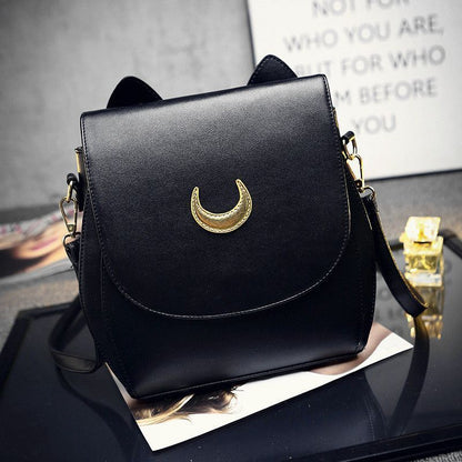 Cat Ear Crossbody Bag Small Shoulder Synthetic Leather Handbag Elegant Traveling