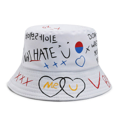 Bucket Hat Fisherman Hat Hip Hop Cap Women's Men's Graffiti Letter Panama Hats