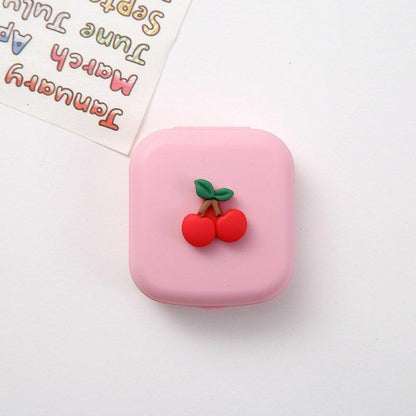 Contact Lens Case Box Mirror Women Mini Square Lovely Eyes Container Bag Travel