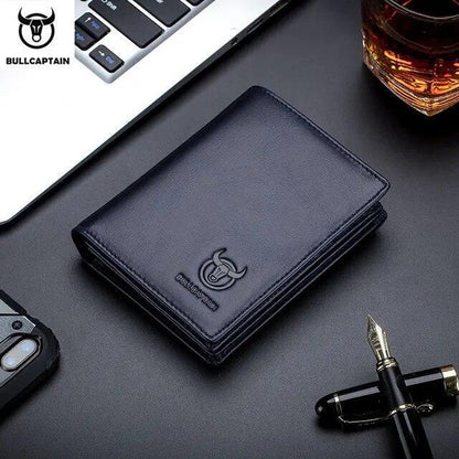 BULLCAPTAIN Mens Wallet Genuine Leather RFID Bifold Large Capacity Card Holder