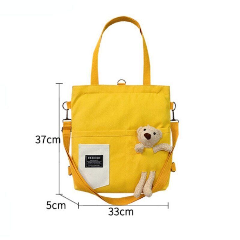 Simple Women Package Print Cute Bear Canvas Bag Handbag Shoulder Bag 33x5x37 cm