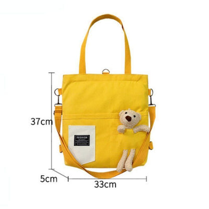 Simple Women Package Print Cute Bear Canvas Bag Handbag Shoulder Bag 33x5x37 cm