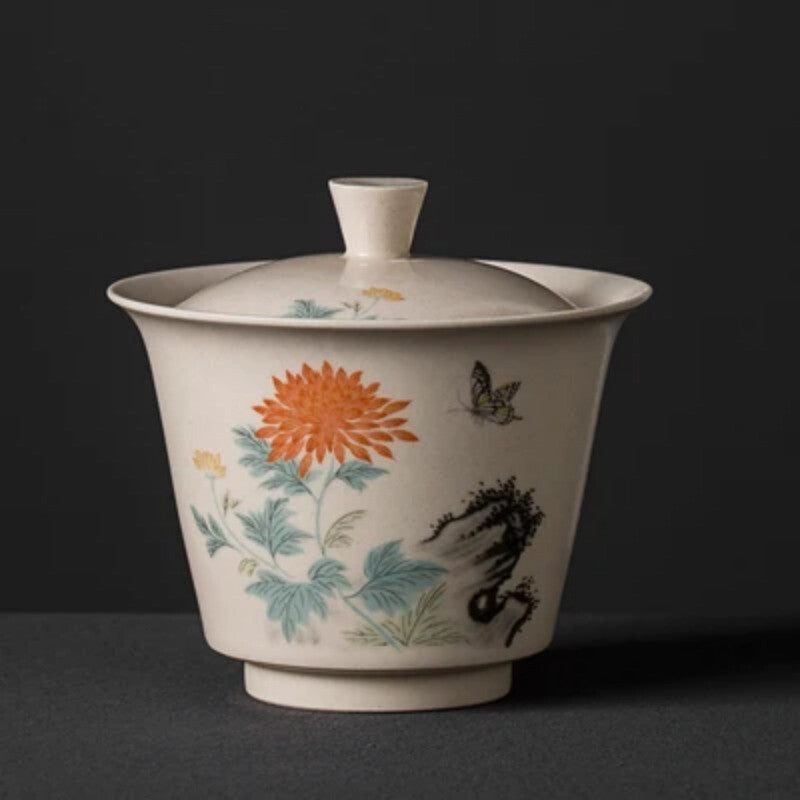 150ml Gaiwan Tea Ceramic Tureen Chinese Flower Bird Pattern Cup Tea Bowl Tea Set