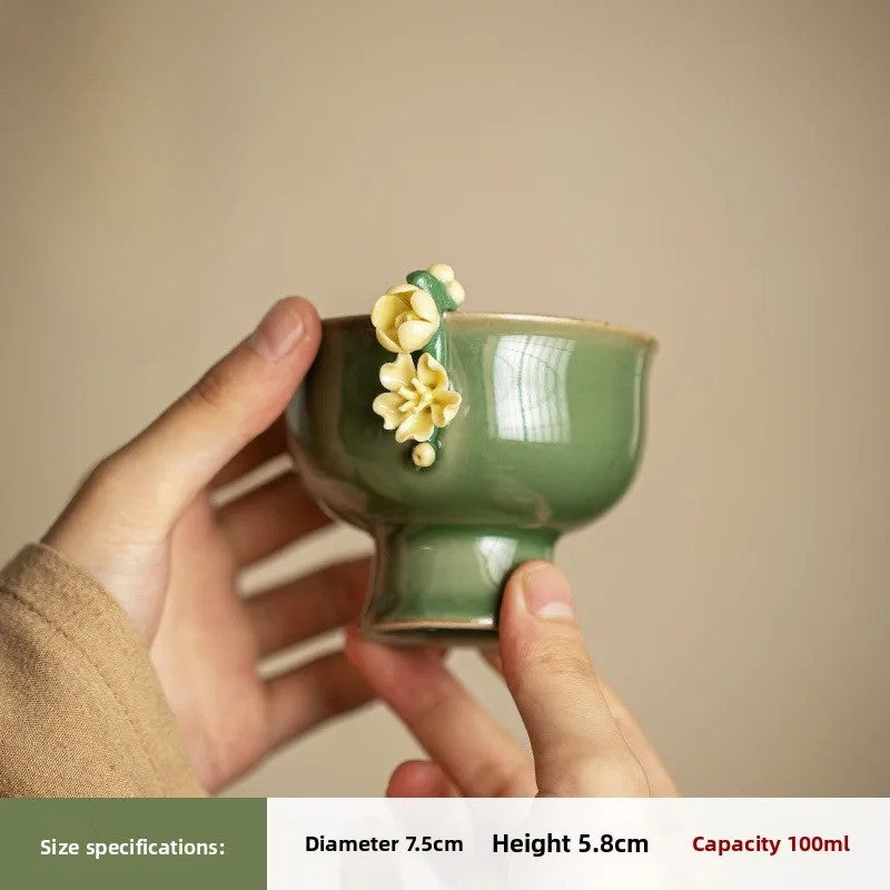 Creative Teacup Retro Goblet Master Cup Ceramic Flower Tea Bowl Kung Fu Tea Set