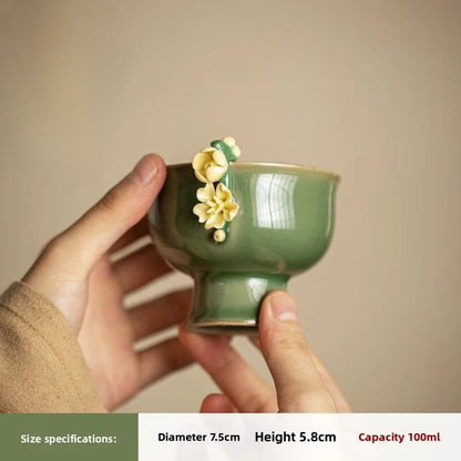 Creative Teacup Retro Goblet Master Cup Ceramic Flower Tea Bowl Kung Fu Tea Set