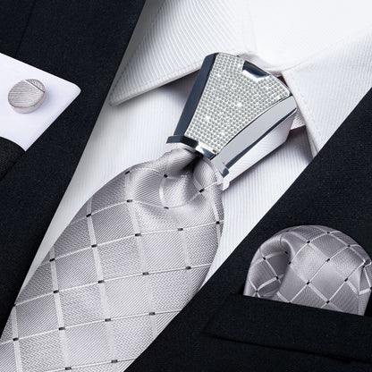 Men Necktie 3Pcs Luxury Striped Ties Cufflinks Pocket Square Wedding Accessories