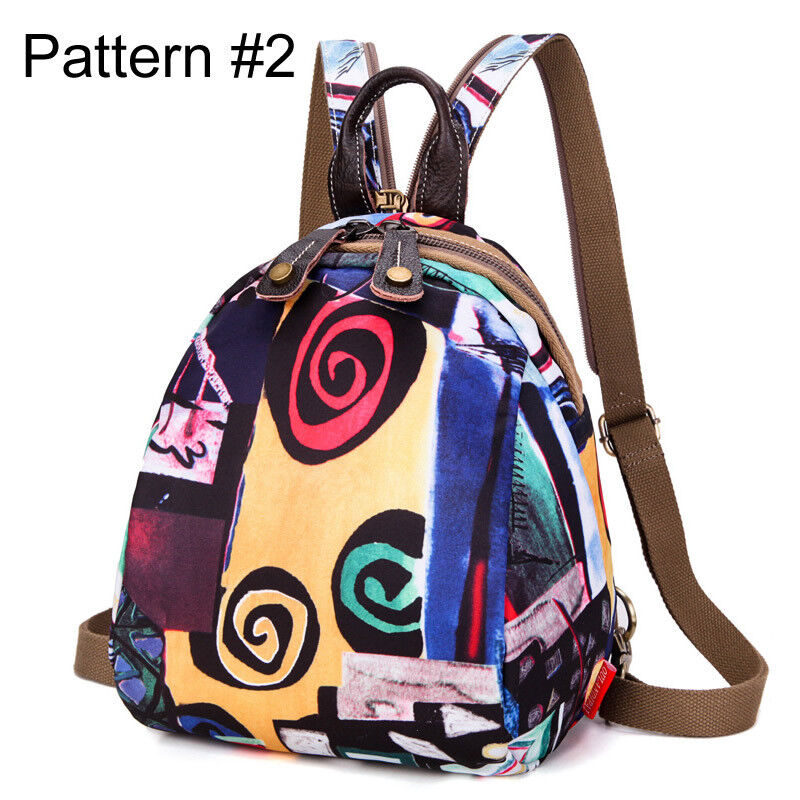 Convertible Floral Nylon Small Backpack Rucksack Sling Bag Chest Pack Purse