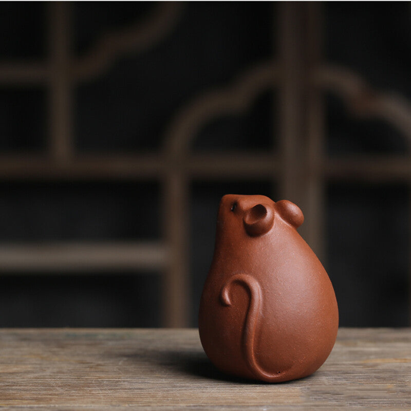 Mouse Statue Zisha Tea Pet Clay Chinese Tea Play Mud Rat Animal Antique Ornament
