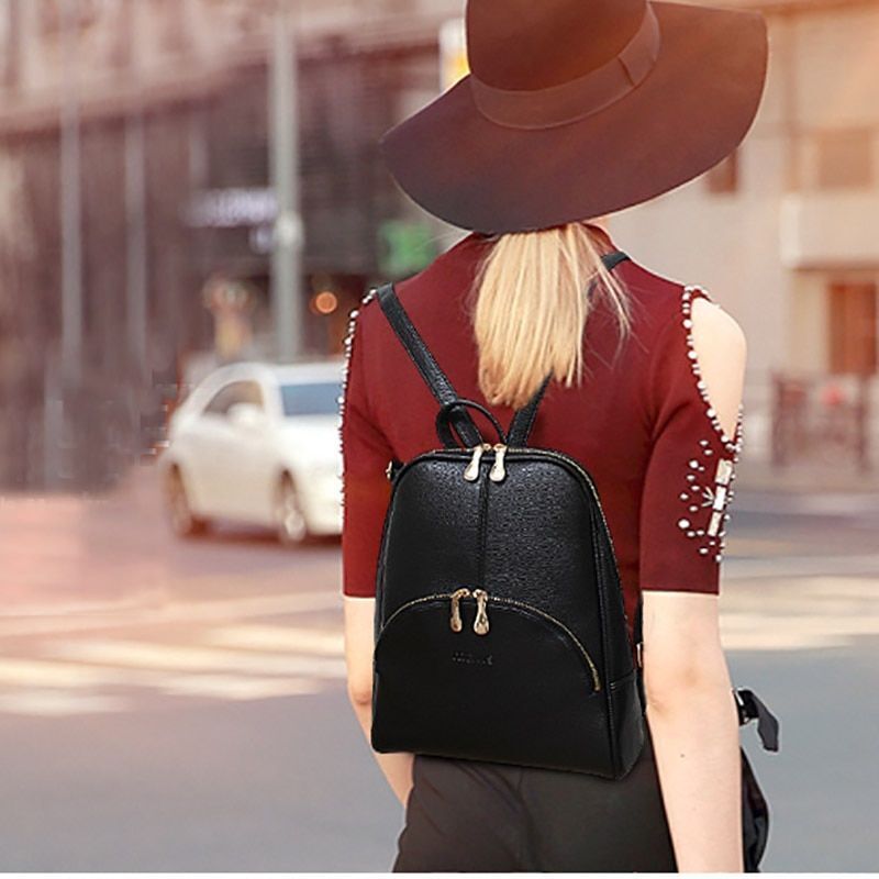 Large Backpack School Bags Travel Red White High Quality Leather Bags Gray Pink
