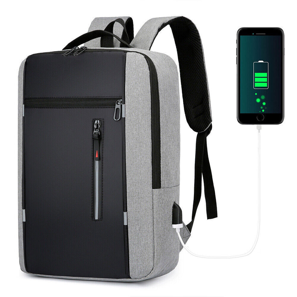Men Women 17'' Backpack Bookbag School Travel Laptop Rucksack Zip Bag USB Port