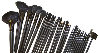 32-Piece Black Cosmetic Makeup Brush Set with Black Bag