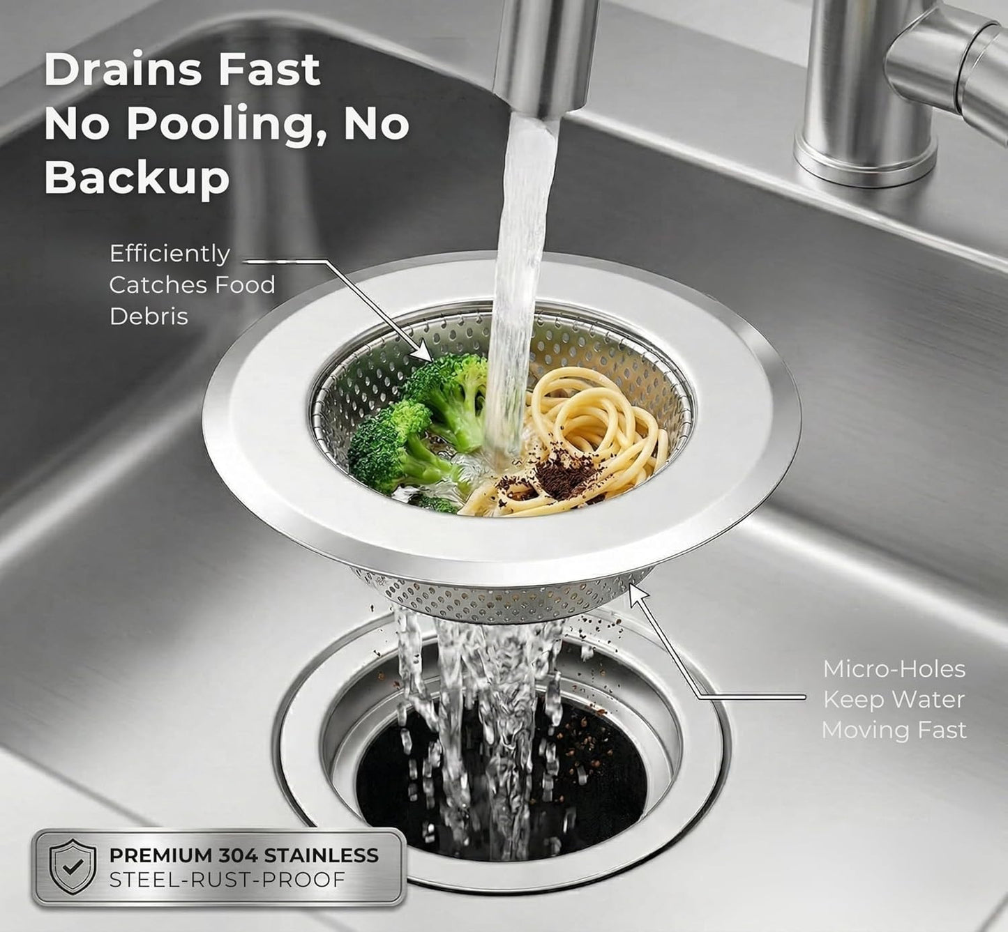2PCS 4.5" Kitchen Bathroom Sink Strainer Stainless Steel Filter Drain Strainer