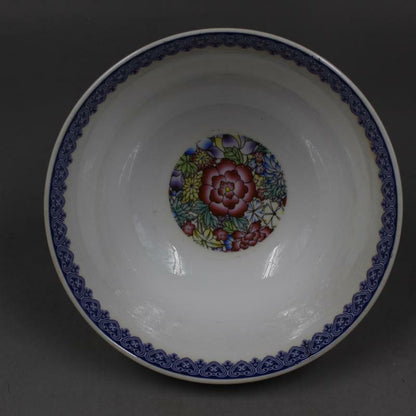 Collect Chinese Qing Dynasty Porcelain Blue and White Famille Rose Flowers Bowl