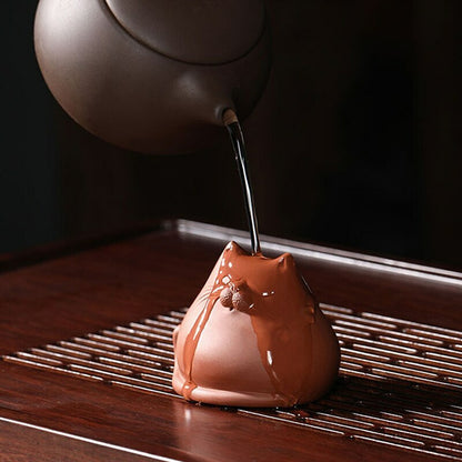 Mini Purple Sand Cat Tea Pet Ornaments Tea Set Handmade Tea Table Tea Ceremony