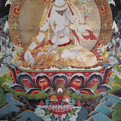 36" Tibet Tibetan Cloth Silk Buddhism Dragon Kwan-yin Tara Tangka Thangka Mural
