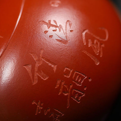 Real Yixing Zisha Dahongpao Clay Teapot Xishi Handmade Bamboo Carved Basket Hole