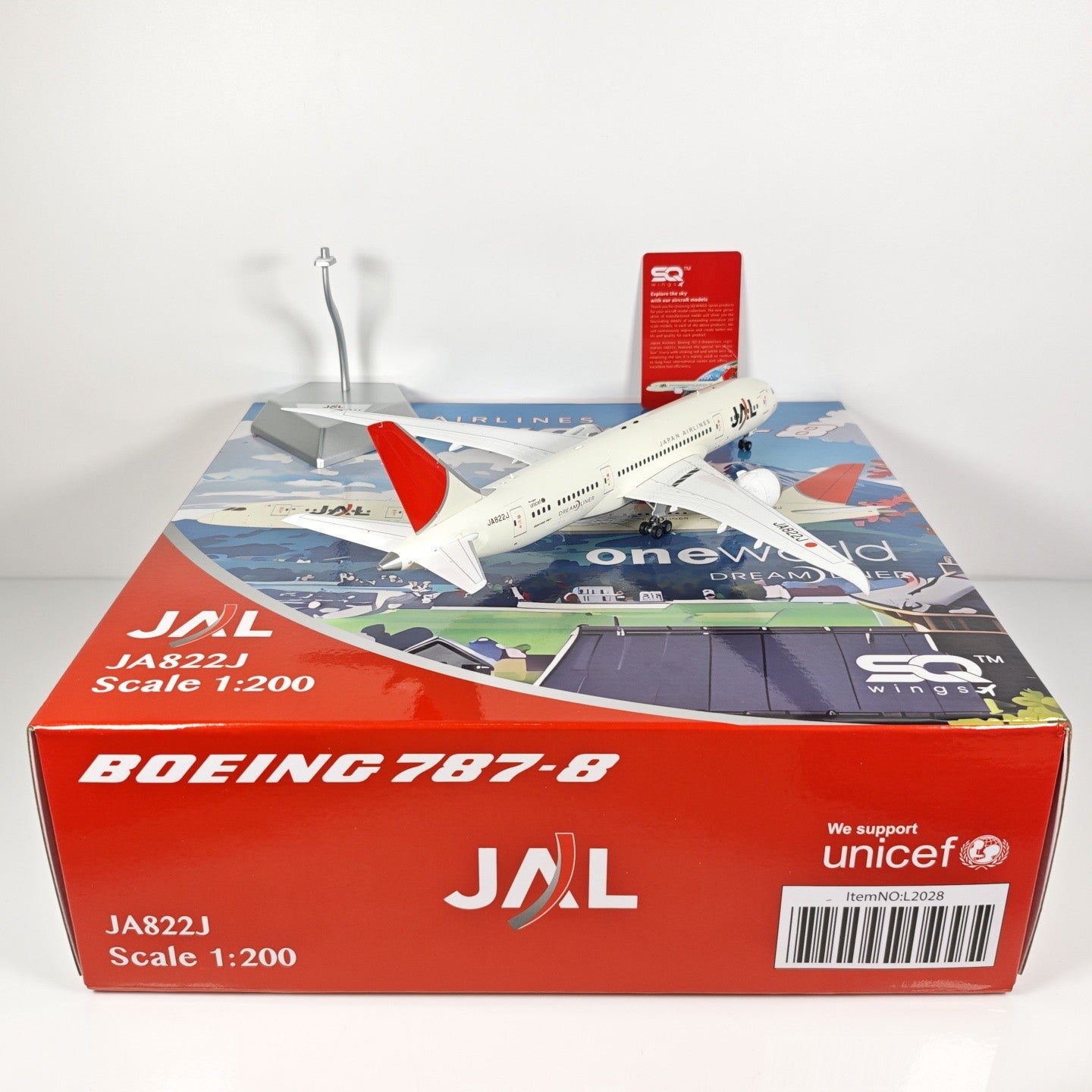 1:200 SQ Wings Japan Airlines Boeing 787-8 Passenger Airplane Diecast Model