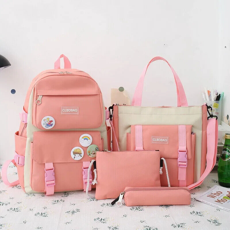 5 Pcs Sets Kids School Backpack Women's Bag Girls Students Bag Rucksack