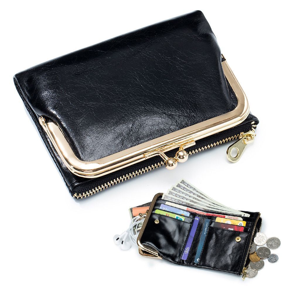 Genuine Leather Wallet Retro Short Purse Style Clip Simple Storage Wallet Zipper